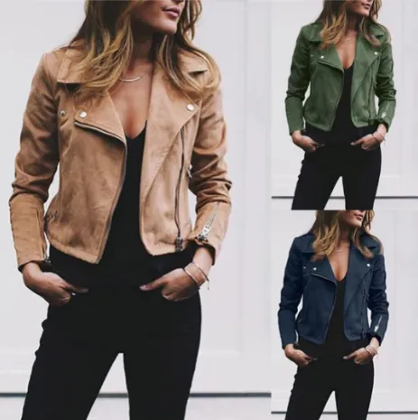 Heidi-Mode | Vegane Leder Bikerjacke Mit Reißverschluss Für Frauen