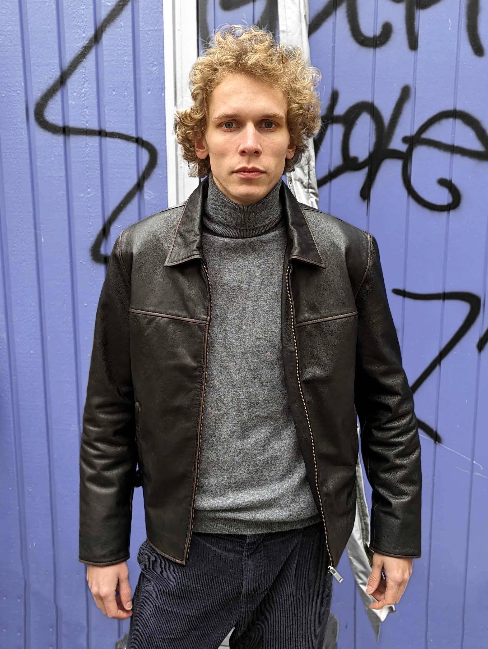 James Dean - Jacke aus Ziegenleder mit Abrieb - Herren - Schwarz 